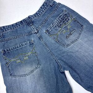 Vintage 90s Paco Jeans Denim Shorts Men 32 Embroidered Logo‎ Wide Leg Skater EUC